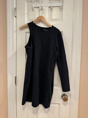Abercrombie & Fitch Black Asymmetrical One-Shoulder Mini Dress (Size XL)